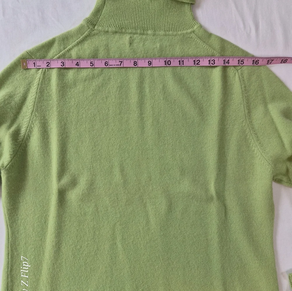 ​Valerie Stevens 2-Ply 100% Cashmere Turtleneck Sweater - Lime Green - Large - Picture 8 of 12